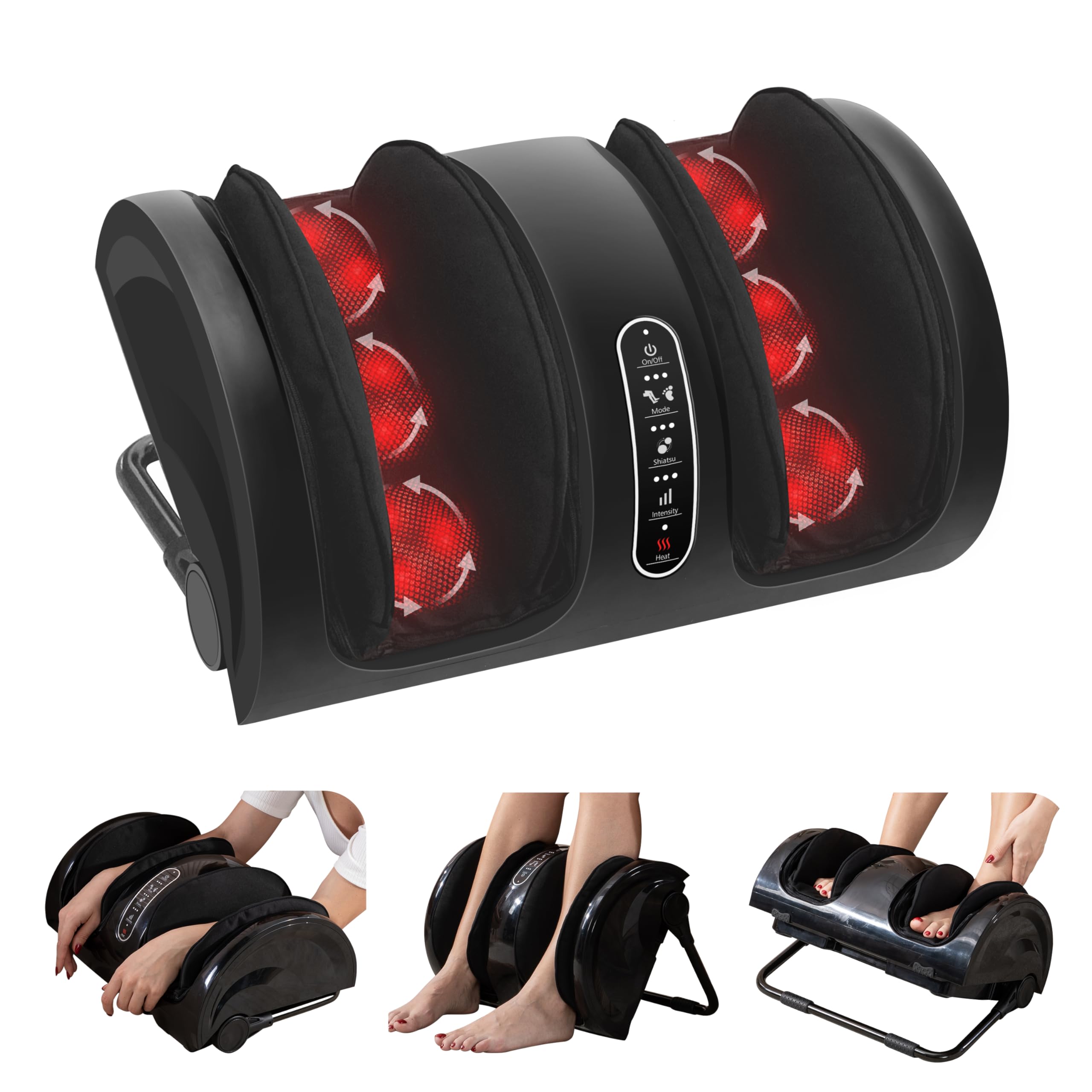 Snailax Shiatsu masajeador de pies con calor, masajeador elƩctrico de piernas con amasamiento y rodillos, masajeador elƩctrico de pantorrillas, regalos para hombres padres mujeres Global Recycled Standard Global Recycled Standard Global Recycled Standard