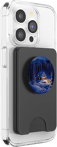 Miniatura 10 de Cabaña nevada del bosque de invierno en pinos PopSockets estándar PopGrip