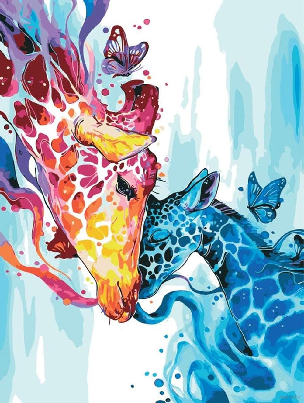 Butterfly Giraffe Diamond Painting Kit - pigpigboss 5D Diamond Painiting by Numbers for Adults Butterfly Diamond Painting Set for Kid Colorful Giraffe Diamond Painting Art (16 x 20 inches)