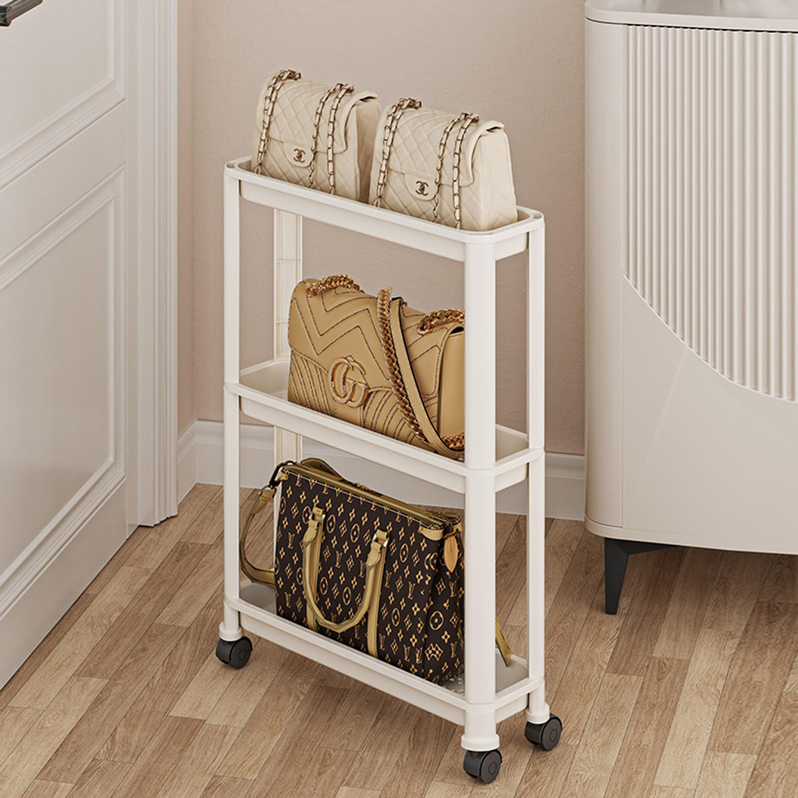 Petit Organisateur de Chariot Roulant - Chariot de Rangement sur Roues verrouillable pour Les espaces étroits | Étagères de Salle de Bain étanches | Douche, Garde-Manger,9cm,6 Tier