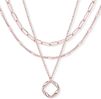 Layered Gold Necklaces for Women, Stackable Dainty 14K Gold Silver Plated Trendy Circle Paperclip Chain Pendant Choker Necklace,Simpl Diamond Cross Bow Jewelry Set Gifts for Women