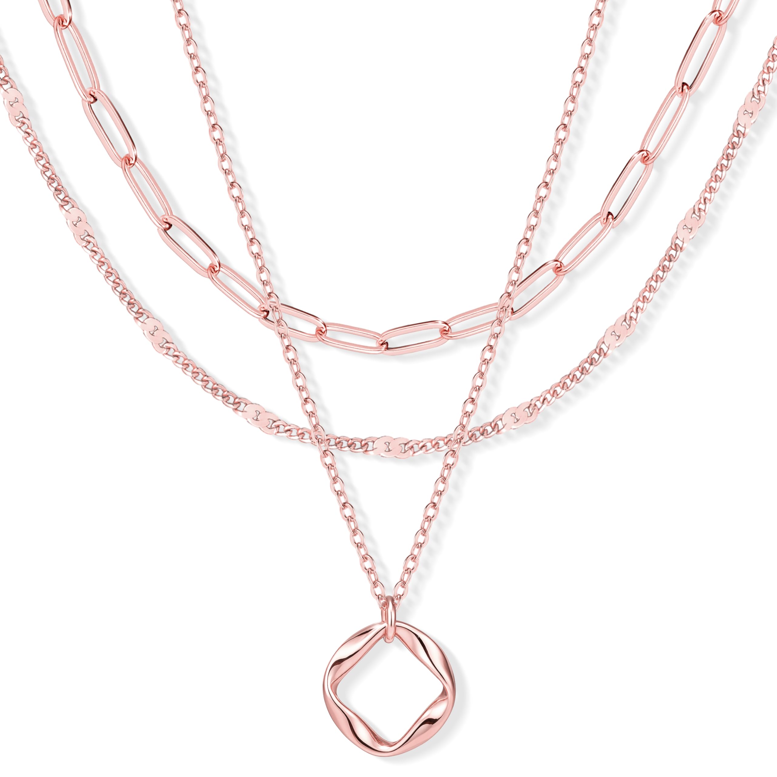 Layered Gold Necklaces for Women, Stackable Dainty 14K Gold Silver Plated Trendy Circle Paperclip Chain Pendant Choker Necklace,Simpl Diamond Cross Bow Jewelry Set Gifts for Women