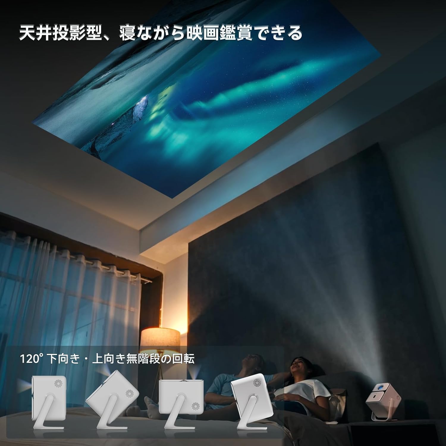 Projector set up for ceiling projection