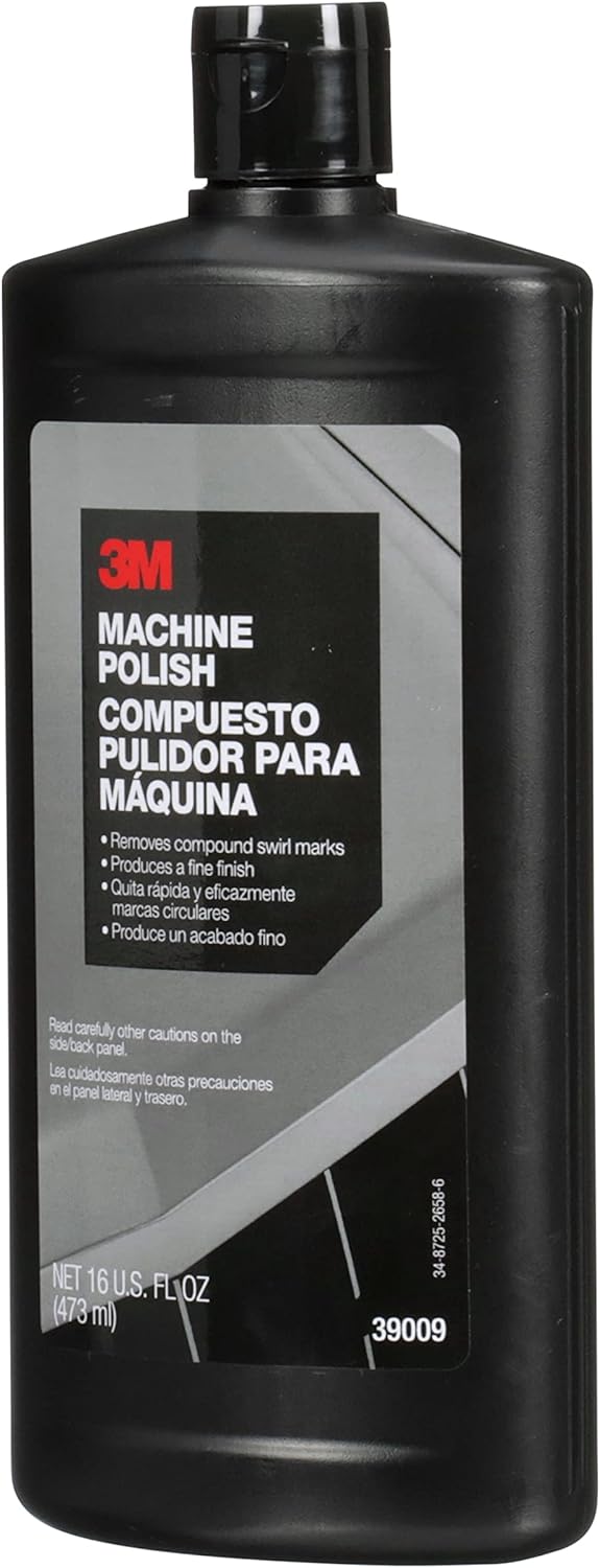 3M Machine Polish, 39009, 1 pt (16 fl oz/473 mL) , Gray
