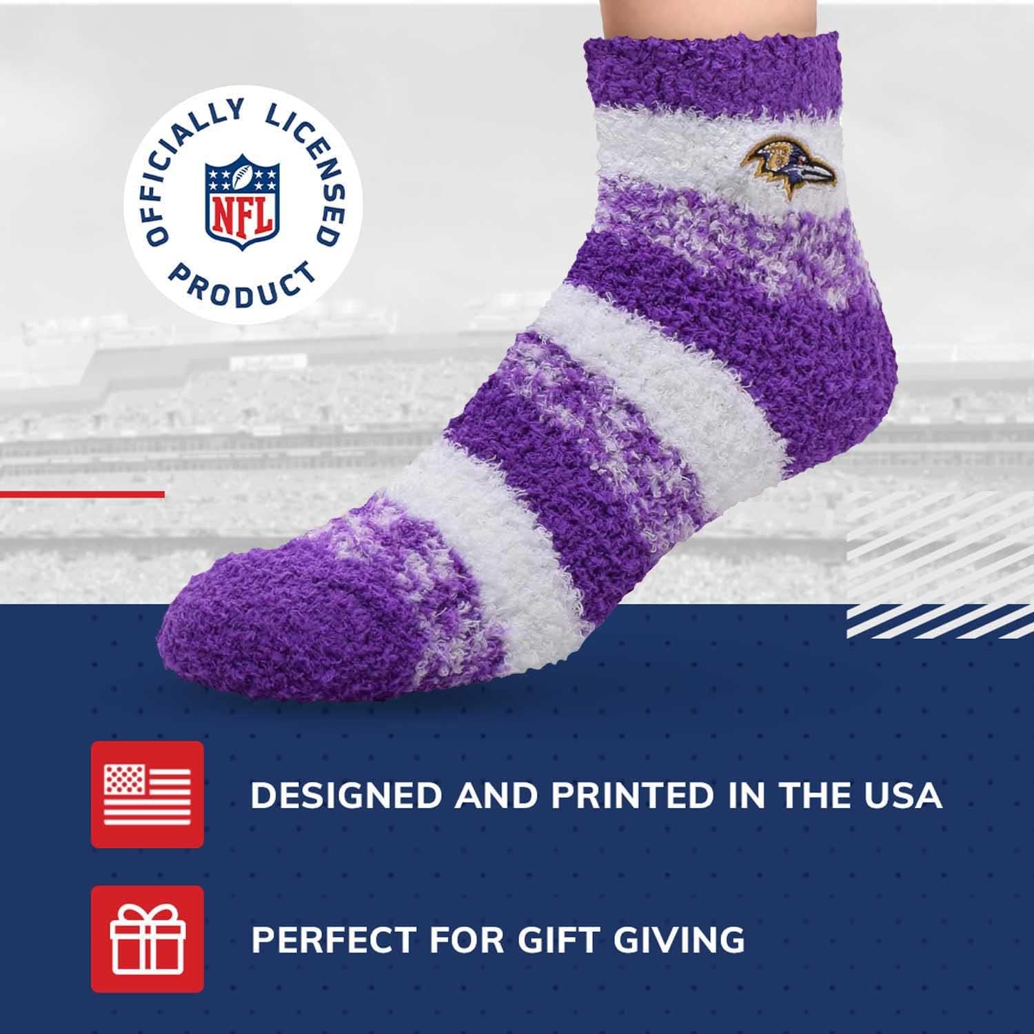 For Bare Feet NFL Cozy Soft Slipper Socks - Home Socks for Ultimate Comfort - Gameday Apparel - Luxuriously Plush and Cozy - Unisex (Baltimore Ravens - Purple, One Size) - Image 6