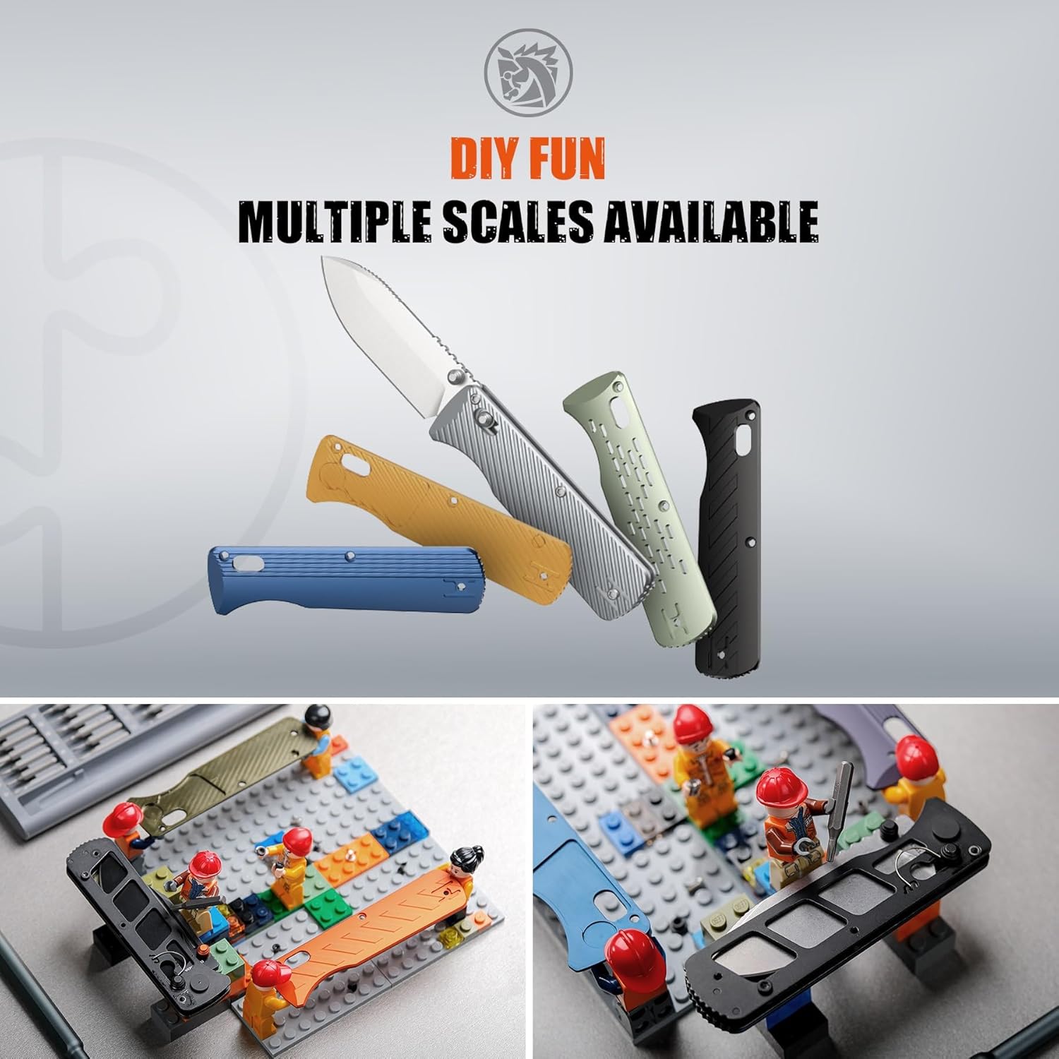 Vosteed Vombat EDC Folding Pocket Knife - 2.92" M390 Black Stonewash Bowie Blade - Crossbar Lock, Olive Green Aluminum Handle - Surviving, Camping Knives - A4102