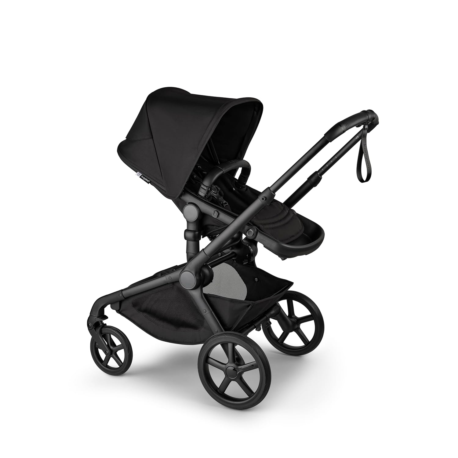 Bugaboo Kanguru her iki çiftli tandem bebek ve bebek için, üç çocuk için, XL tekerlekler, tek elle çalıştırma, büyük beşik, XL koltuk altı, siyah/gece yarısı siyahı