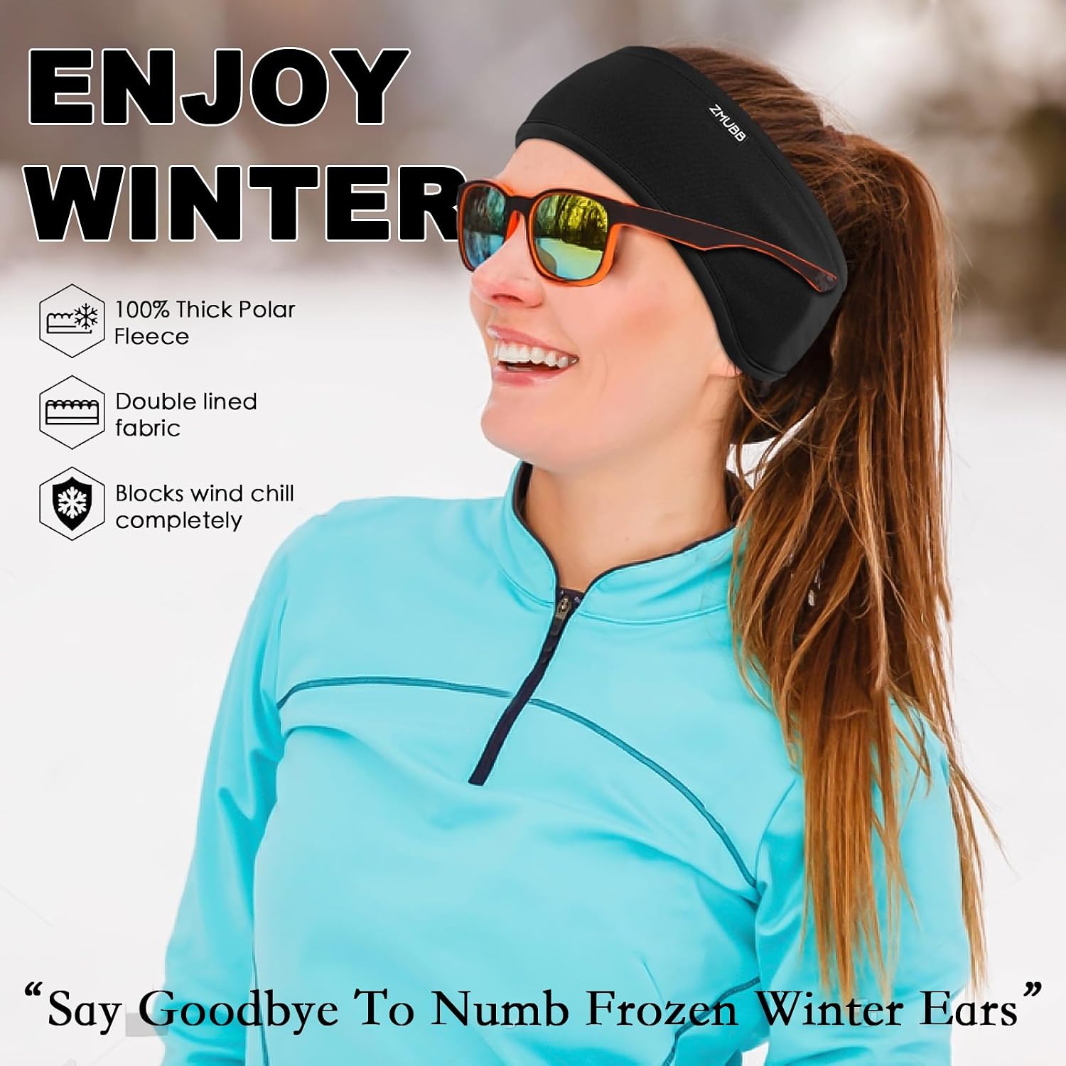 Fleece Ear Warmers for Men Women - Winter Headband Ear Muffs Ear Covers for Cold Weather Running Cycling Ski (black)