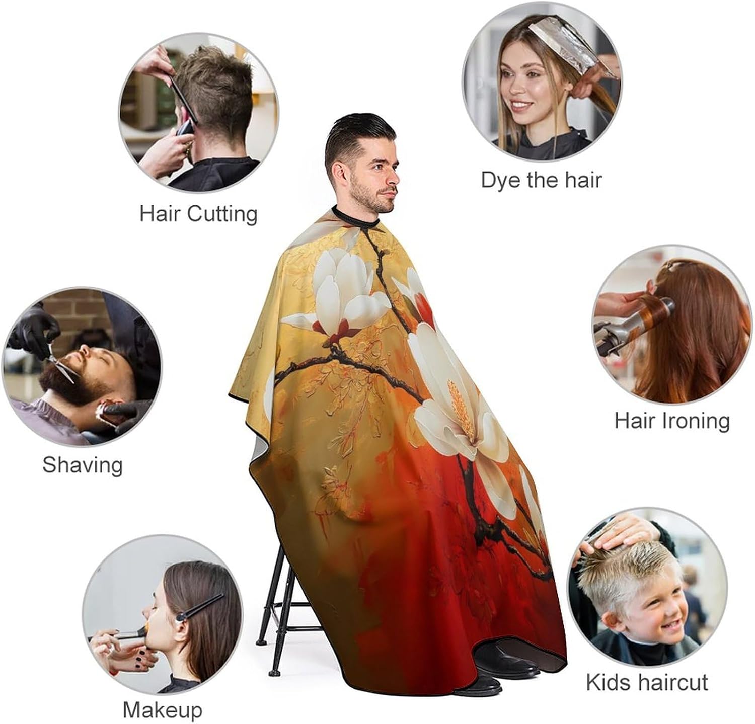 Magnolia Flowers Floral Barber Cape Professional Hair Cutting Apron Hairdresser Cape for Men Women