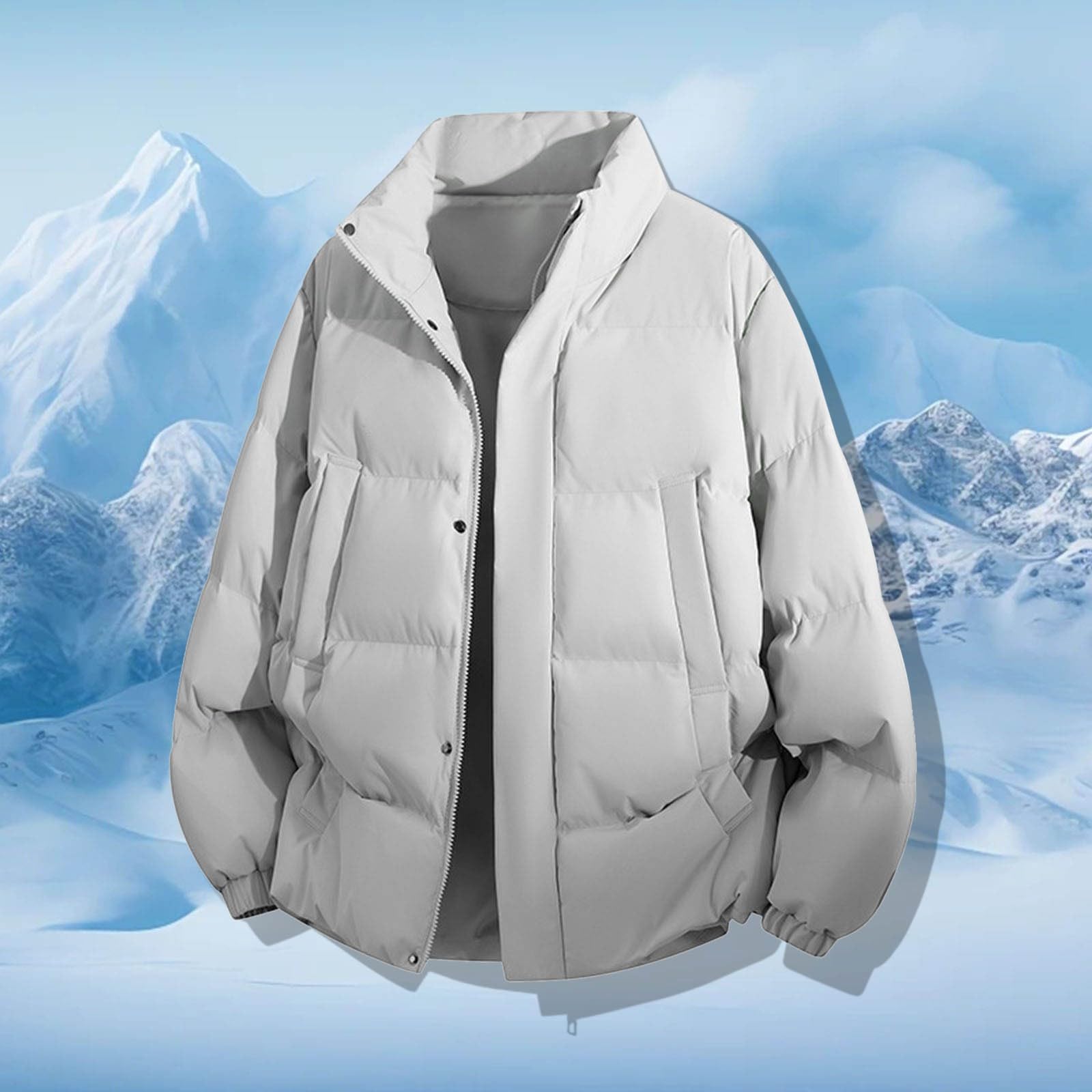 Generisch Giacca trapuntata calda da uomo, Y2K, sportiva, per il tempo libero, tinta unita, cappotto invernale con cappuccio, giacca buffer, alla moda, per ragazzi e mezze stagioni, giacca spessa da
