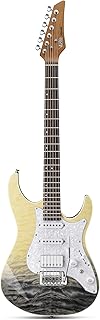 39 Inch Electric Guitar, DST-550 Color Gradient Poplar Body, Laurel Fretboard & Maple Veneer, 7 Tone Options, Tremolo Bridge, for Intermediate & Pro Players, Bonus Bag – Black Mirage Gradation