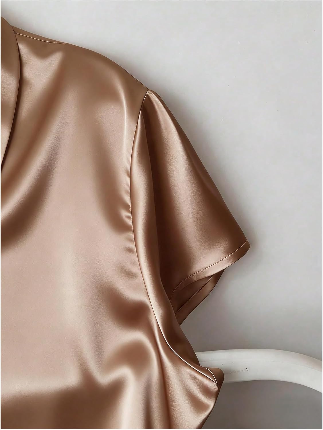 GORGLITTER Women's Cap Sleeve Satin Top Button Down Ruched Silk Workout Office Top Business Casual Going Out Outfits