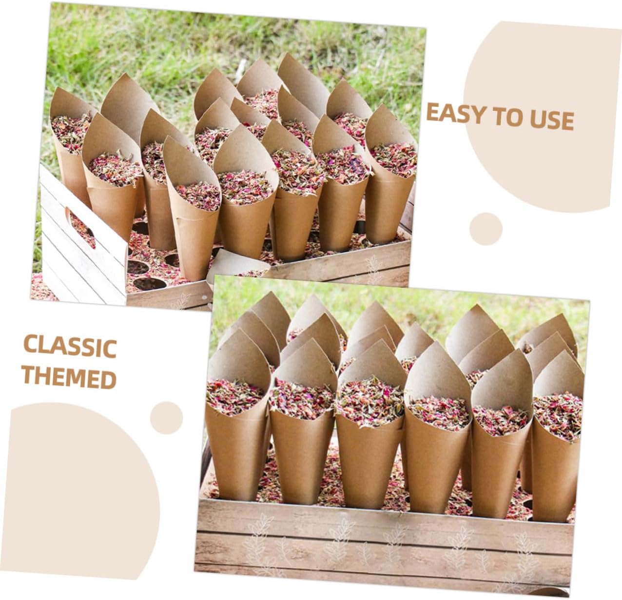 MAGICLULU 90pcs Paper Petal Cones for Crafting Wedding Party Supplies, Foldable Dried Flower Bouquet Holders, Colorful Paper Confetti Cones for Event Decoration