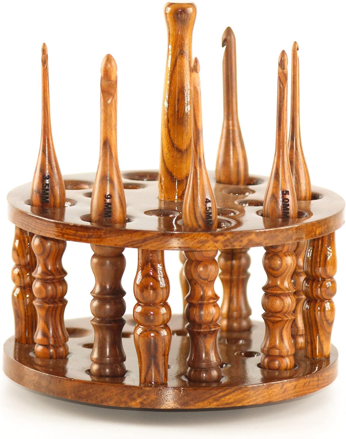 Rosewood Handle Crochet Hooks Hand-Carved Wooden Crochet Hooks - Knit Craft Knitting Needle Weave Yarn/Best Gift - Ergonomic Soft Handle Crochet Hooks. (Set of 13 pcs) (Set of 13 + Stand)