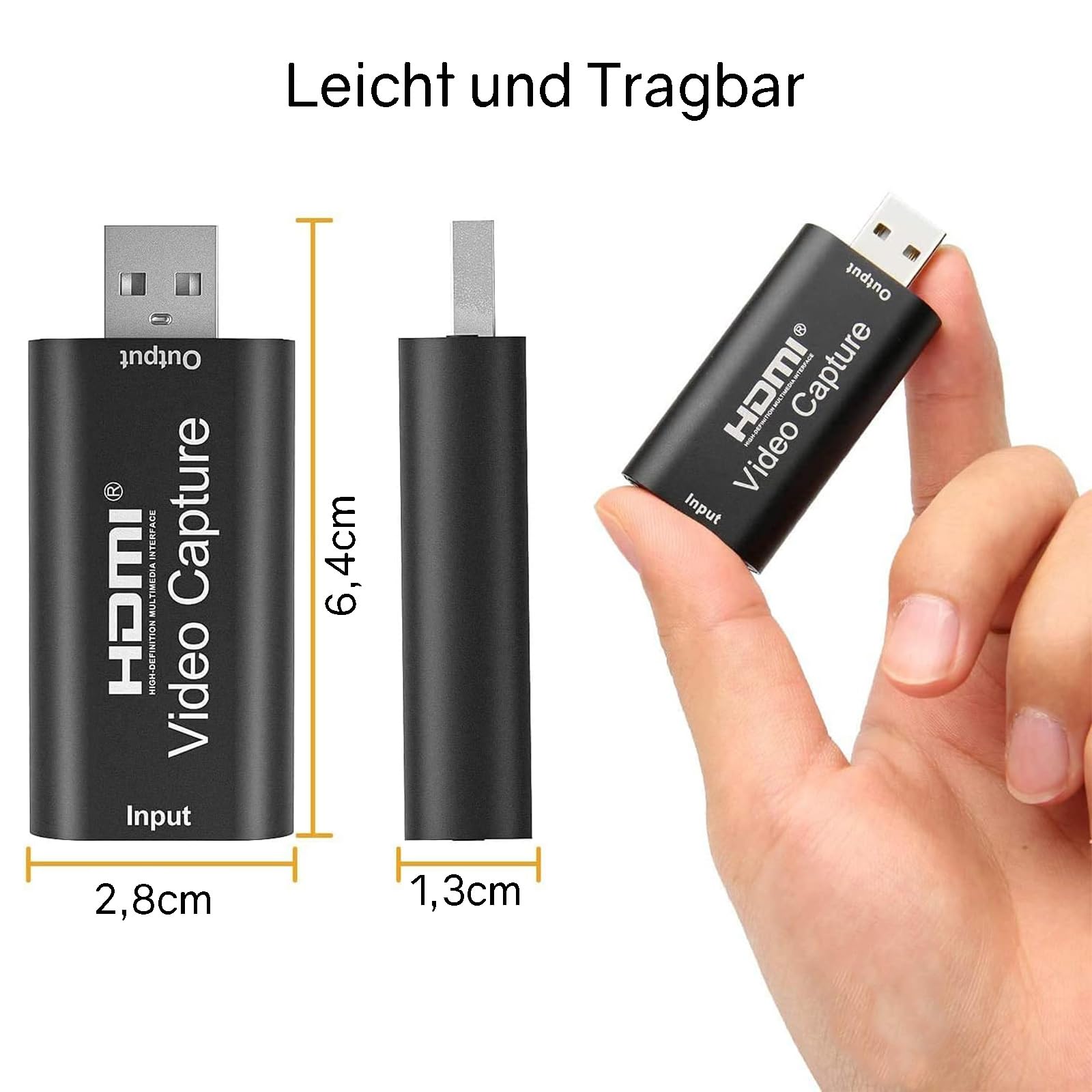 Powice Rejestrator wideo HDMI, karta przechwytywania HDMI 4K USB2.0, grabber podgląd w czasie rzeczywistym, nadaje się do strumieniowego przesyłania wideokonferencji w grach, nagrywania wideo na żywo