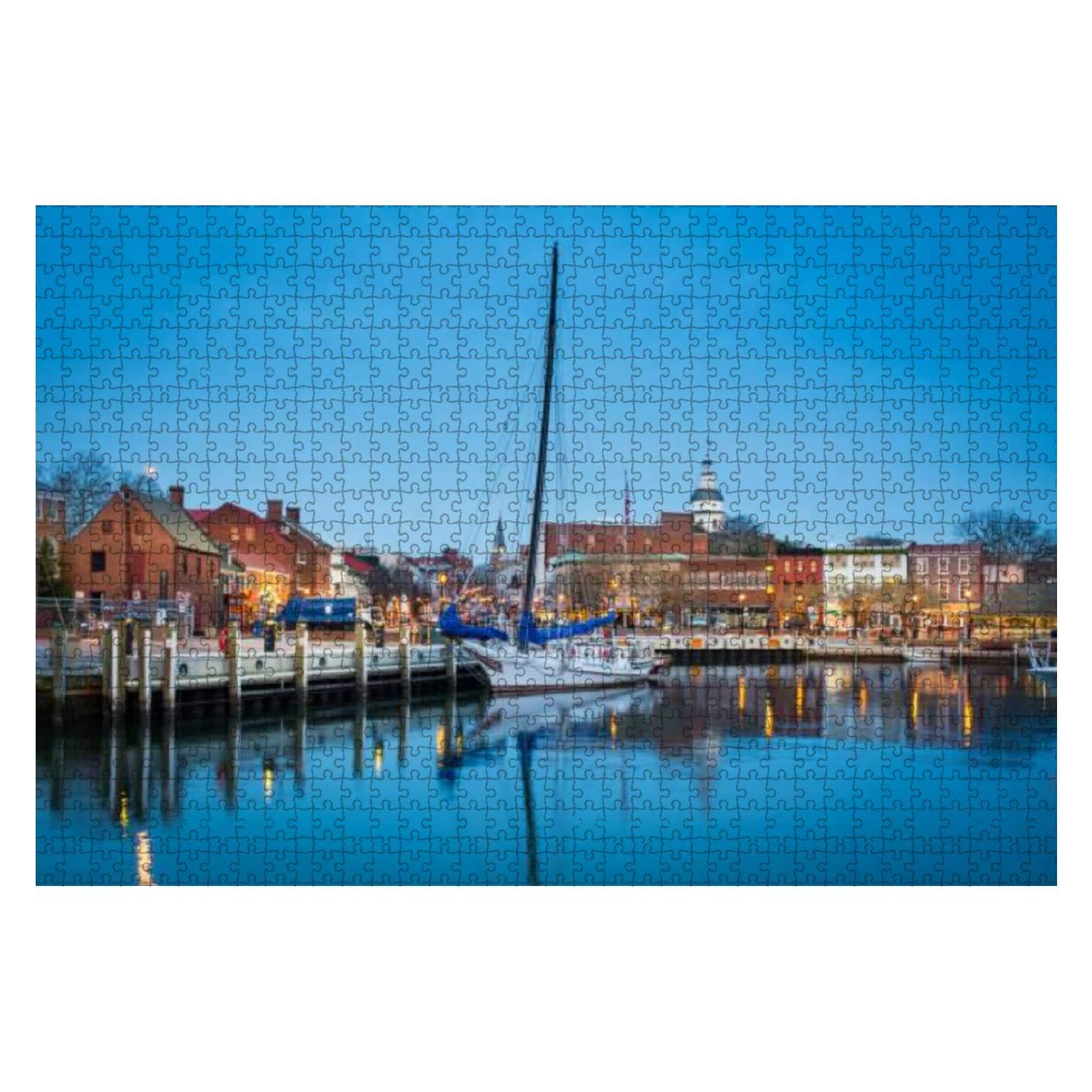 View of Boats by The Annapolis Harbor and The City Water City Stock 1000 Piece Wooden Jigsaw Puzzle DIY Children Educational Puzzles Adult Decompression Gift Creative Games Toys Puzzles Home Decor