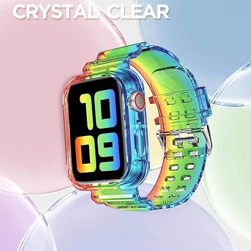 Miniatura 4 de DABAOZA Compatible con correa transparente para Apple Watch con funda protectora de 1.929 in 1.811 in 1.772 in 1.732 in 1.654 in 1.614 in 1.575 in