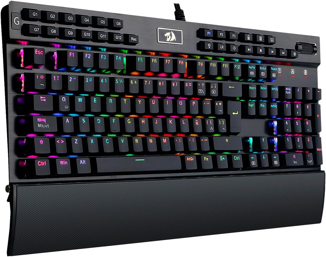 RedragonYama K550 RGB LED Mechanical Gaming Keyboard,131 Key, Programmable Macro Keys, Wrist Rest, Volume control