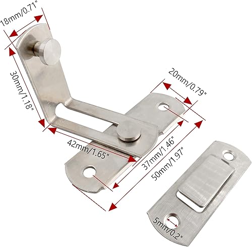 Miniatura 2 de 4 pestillos de puerta abatible de 90 grados, hebilla de bloqueo de acero inoxidable de tamaño pequeño para cerradura de puerta de granero, hebilla