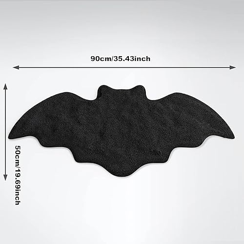 Miniatura 2 de Alfombra de baño de Halloween con diseño de murciélago y diseño gótico, antideslizante, color negro, decoración de cocina para el hogar, alfombra de