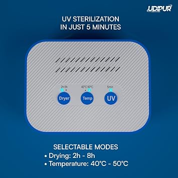 Drying Station for Hearing Aids UV Sterilisation Cleaning and Charging Udipur 3in1 Technology USB Type-C Maximum Temperature 50°C - 110x90x40mm