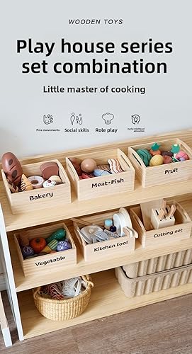 Miniatura 2 de Juguetes de cocina de madera natural, incluyendo tablas de cortar y juegos de cuchillos, aprendizaje Montessori educativo y juego de rol para niños