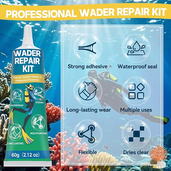 Bondtech Wader Wetsuit Repair Kit, Wetsuit Repair Kit, Waterproof Patch for Repairing Tears, Tears and Holes in Wetsuits, Neoprene, PVC Inflatables and Outdoor Tools - 2