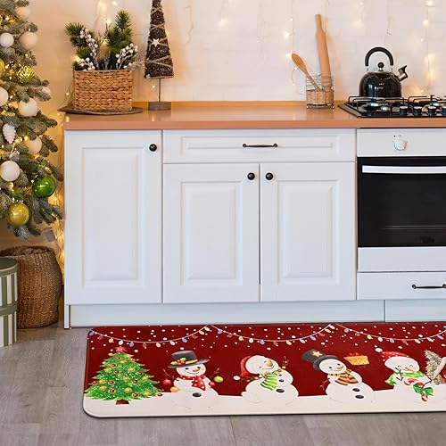 Miniatura 4 de Alishomtll Tapetes de cocina de Navidad para piso, 2 piezas, antideslizantes, absorbentes, lavables, para decoración de Navidad, tapete y alfombra