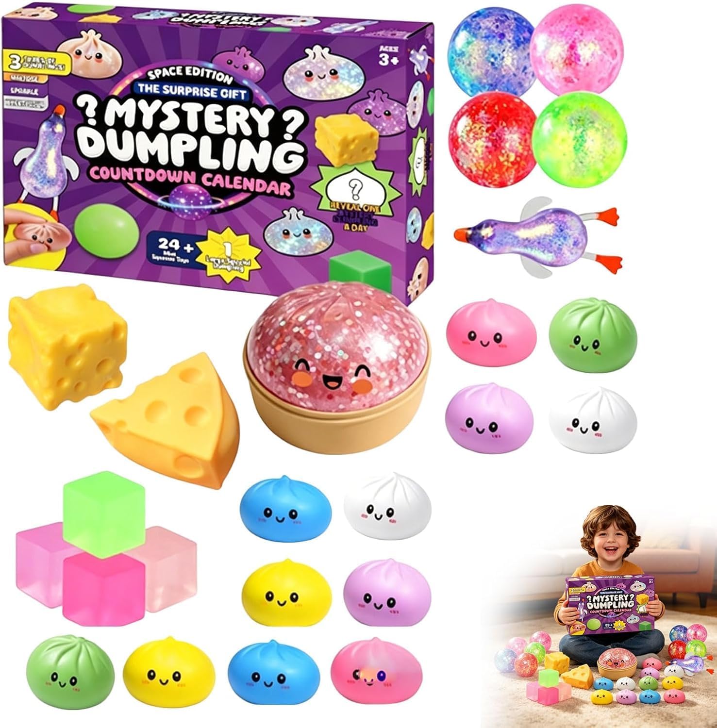 Dumpling Squishy Dumpling Mystery Box Advent Calendar 2026, Anxiety Relief Bao Bun for Adults, Soft Surprise Mini Dumplings, Stress Relief Sensory Gift, Mystery Countdown Calendar for Stress-Free Moments (25pcs)