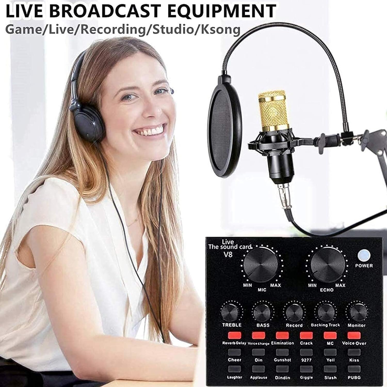 ELzEy Kit microfono con armatura regolabile, filtro for registrazione, doppiaggio, streaming, microfono vocale for home studio
