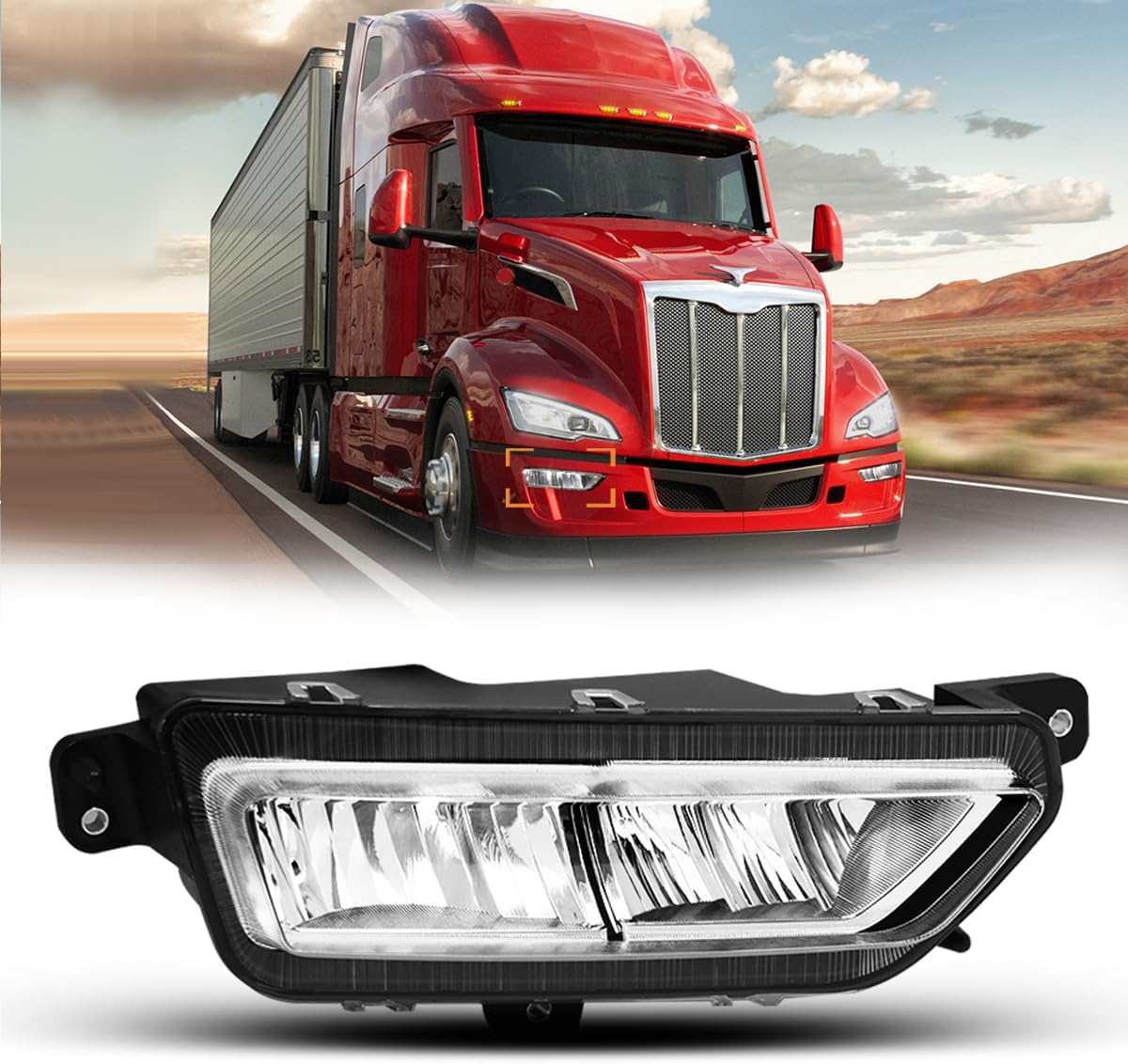Fog Lights Assembly fit for 2023+ Peterbilt 579 Truck Pair Fog Lights DOT/SAE Approved Driver and Passenger Side 2pcs