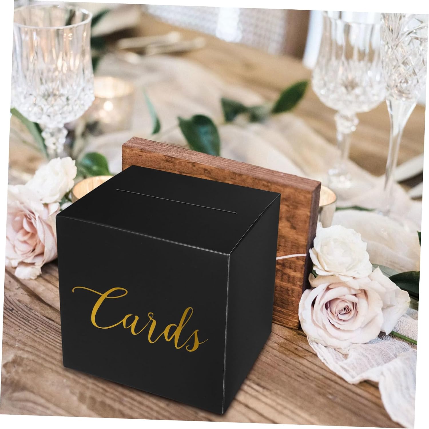 Amosfun 4sets Elegant Wedding Card Box Keepsake Box Slot for Cards Design for Wedding Reception Engagements Anniversaries for Postcards Envelopes