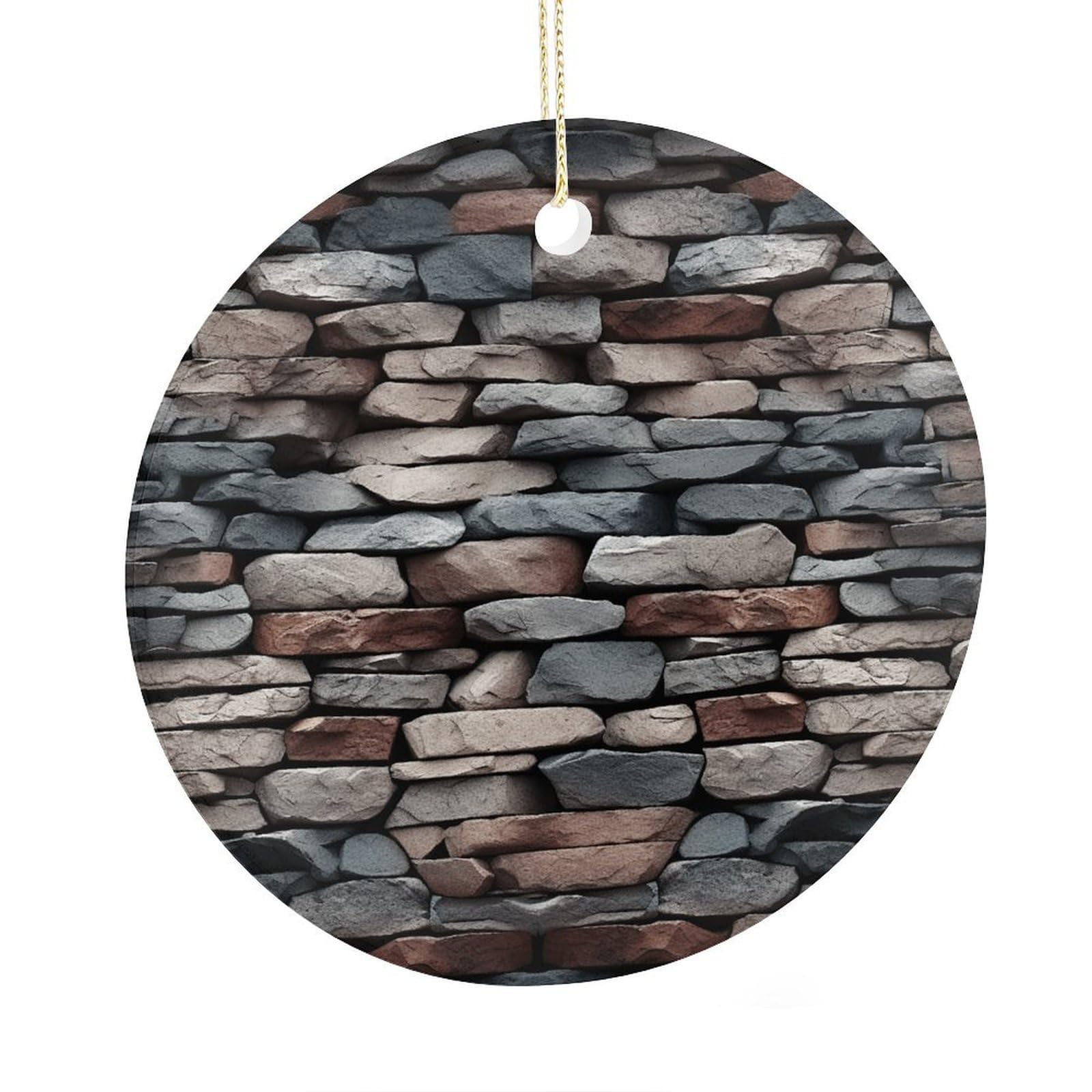 Adfgyerh Style Stone Ceramic Circular Pendant,2.9 Inch，Hanging Ornament，Gift Exchange Idea Round Ceramic Ornament,For Mom And Daughter，For Home Indoor Outdoor Decor.