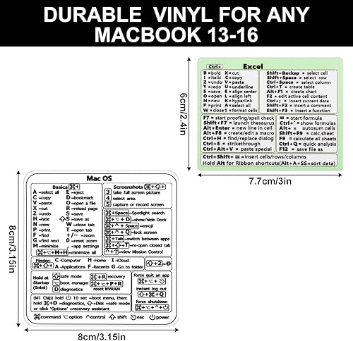 Miniatura 2 de 2 calcomanías de acceso directo para Mac, Mac OS Excel, atajos de teclado, adhesivo para Windows, vinilo compatible con MacBook de 13 a 16 pulgadas