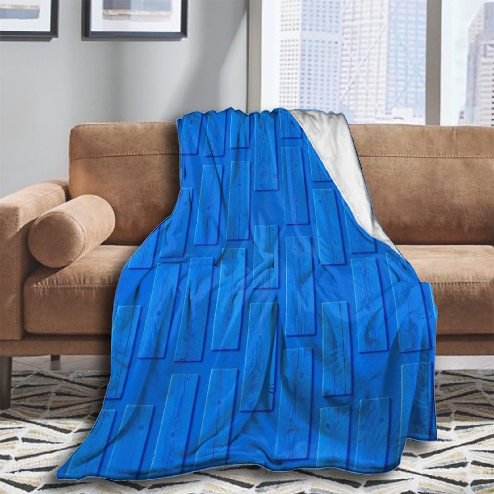 Oudrspo Fleece Blanket for Couch Throw Blanket for Women Men Ice Blue and Red Fire Flame Dragon Cozy Blankets 50x40 Inches