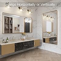 Vista 196 de LOAAO - Espejo de baño con marco de metal negro de 28x36 pulgadas para pared, espejo de tocador de baño negro mate estilo granja, antióxido, se