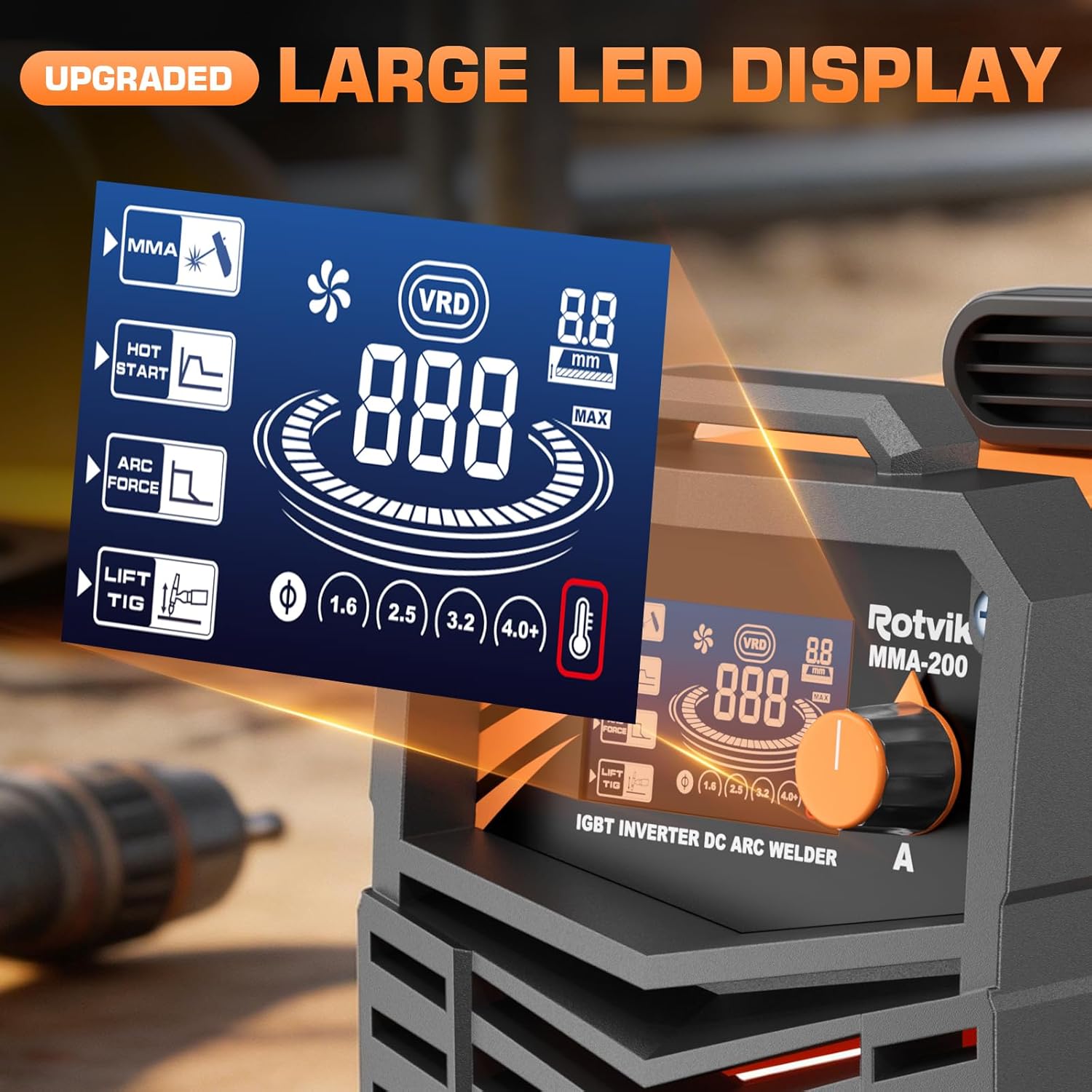 200Amp Stick Welder-Large LED Display, 110V/220V Dual Voltage Portable MMA Welder Machine with Hot Start, Arc force and Anti-Stick, Lift TIG Torch & 220V Adapter, 20PCS Rods Stick Welder