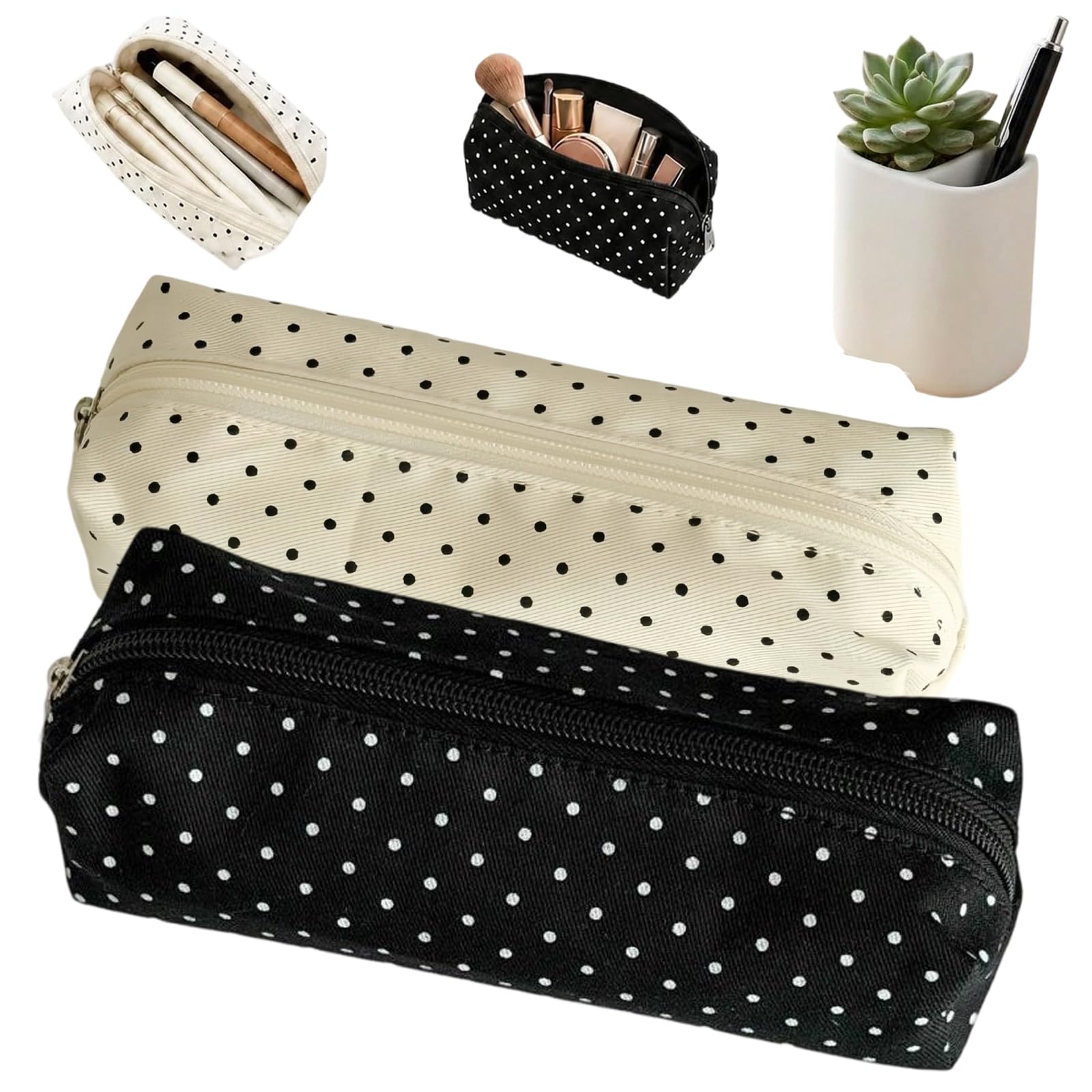 Cute Polka Dot Pencil Case, Pencil Case Polka Dot Cute Y2k Makeup Bag，2B