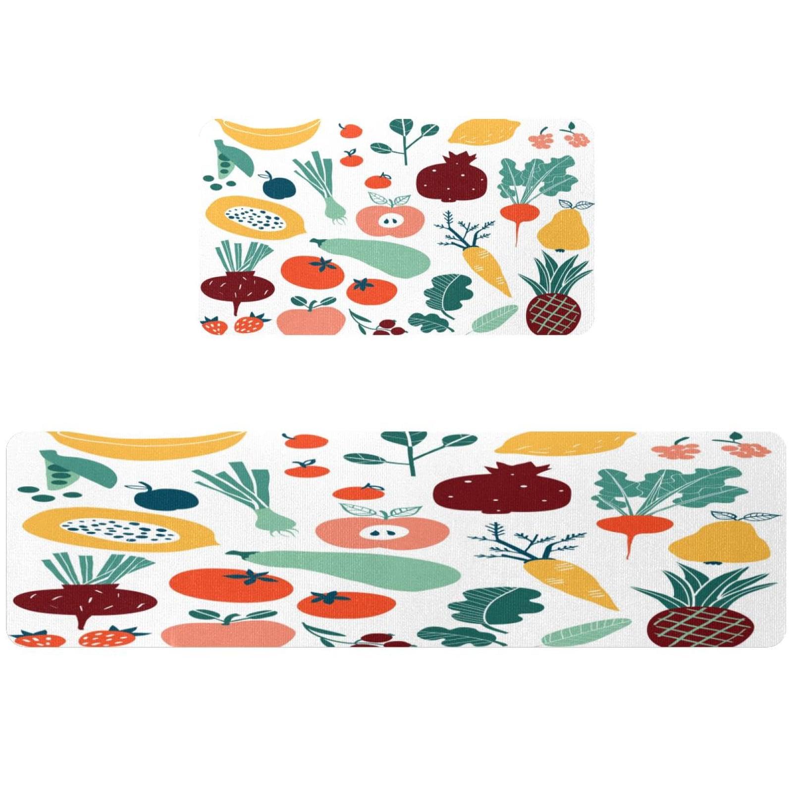 2 alfombrillas de cocina VAPOKF con diseño de frutas lavables y absorbentes para pasillo