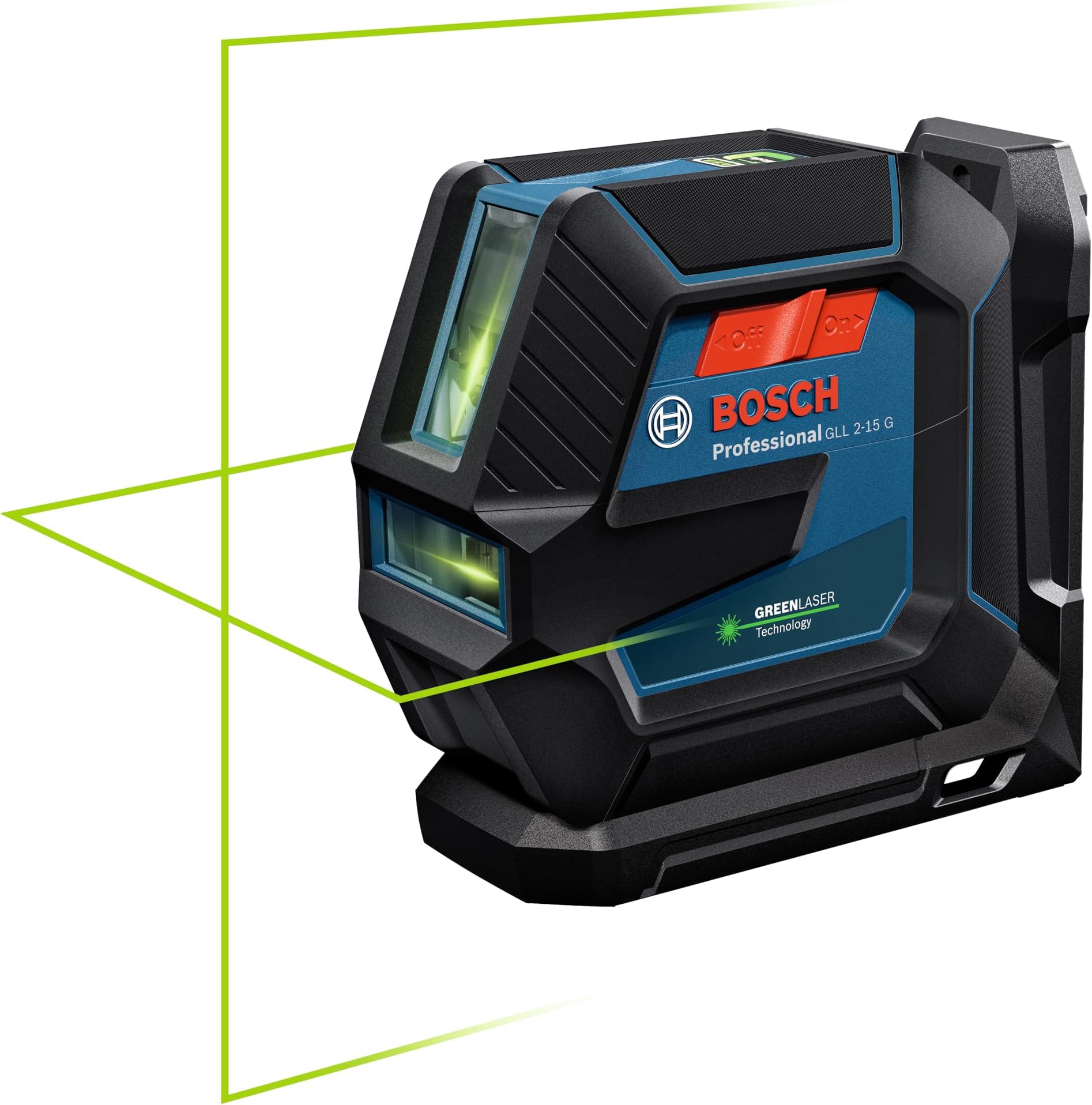 Bosch Professional Laser Level GLL 2-15 G (green laser, interior, LB 10 mount, visible working range: up to 15m, 4x AA battery, in cardboard box)