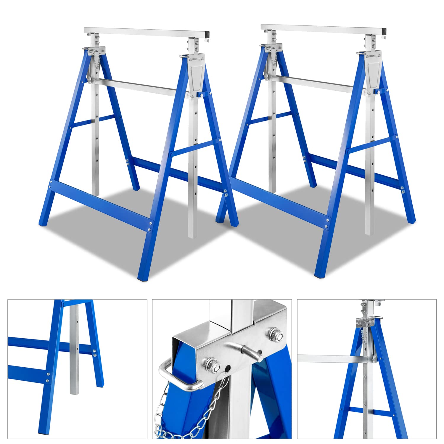 Gimisgu 4x Gerüstbock Klappbock Tragkraft 200 kg 7-fach Arbeitsbock Höhenverstellbar 82-130 cm Teleskop-Arbeitsbock Gestelle Klappbock Metall Unterstellbock Arbeitsbock Gerüste
