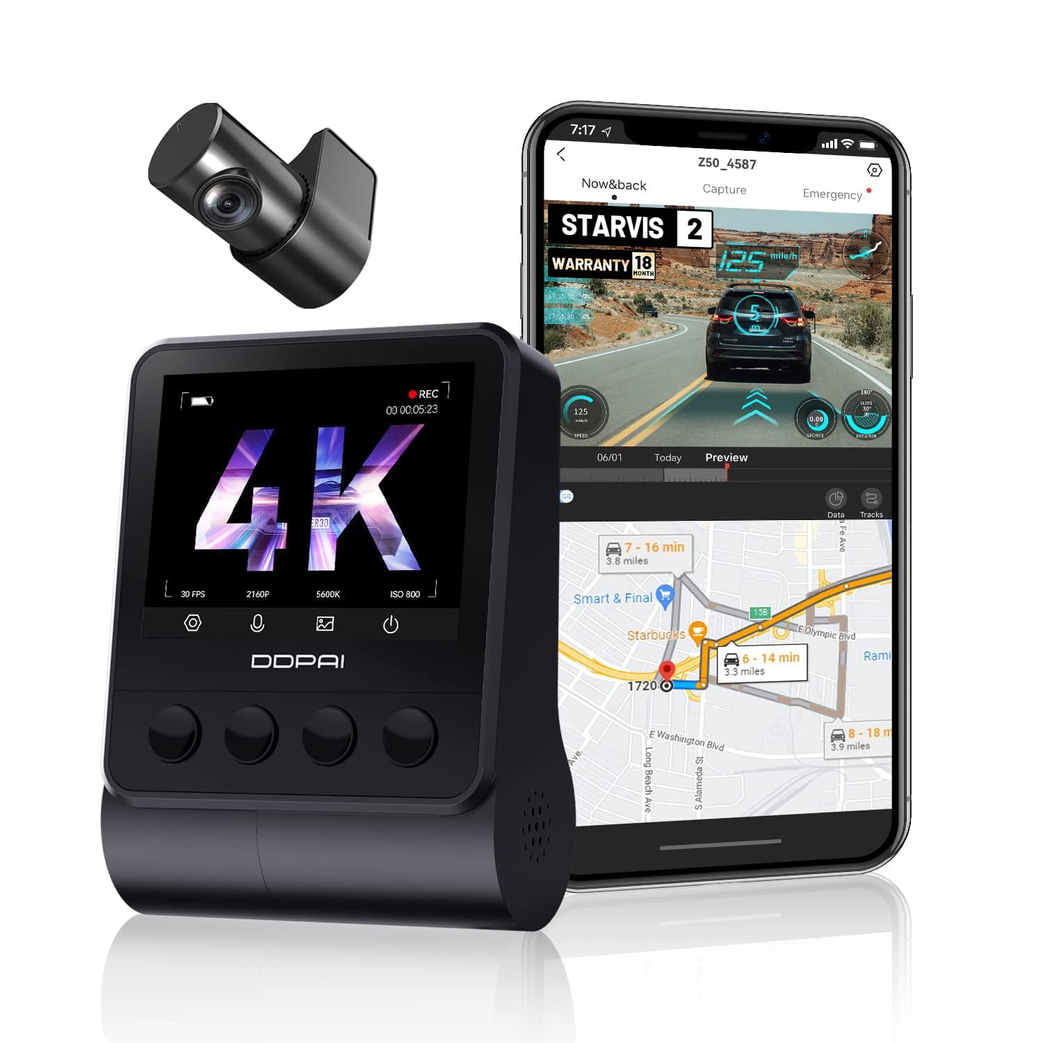 DDPAI True 4K UHD Dual Dash Cam for Car Front and Rear | 8MP Front + 3MP Rear, STARVIS IMX415 Sensor, Built-in GPS, ADAS, Night Vision, Wi-Fi & App Control, 2.3" LCD-image-12