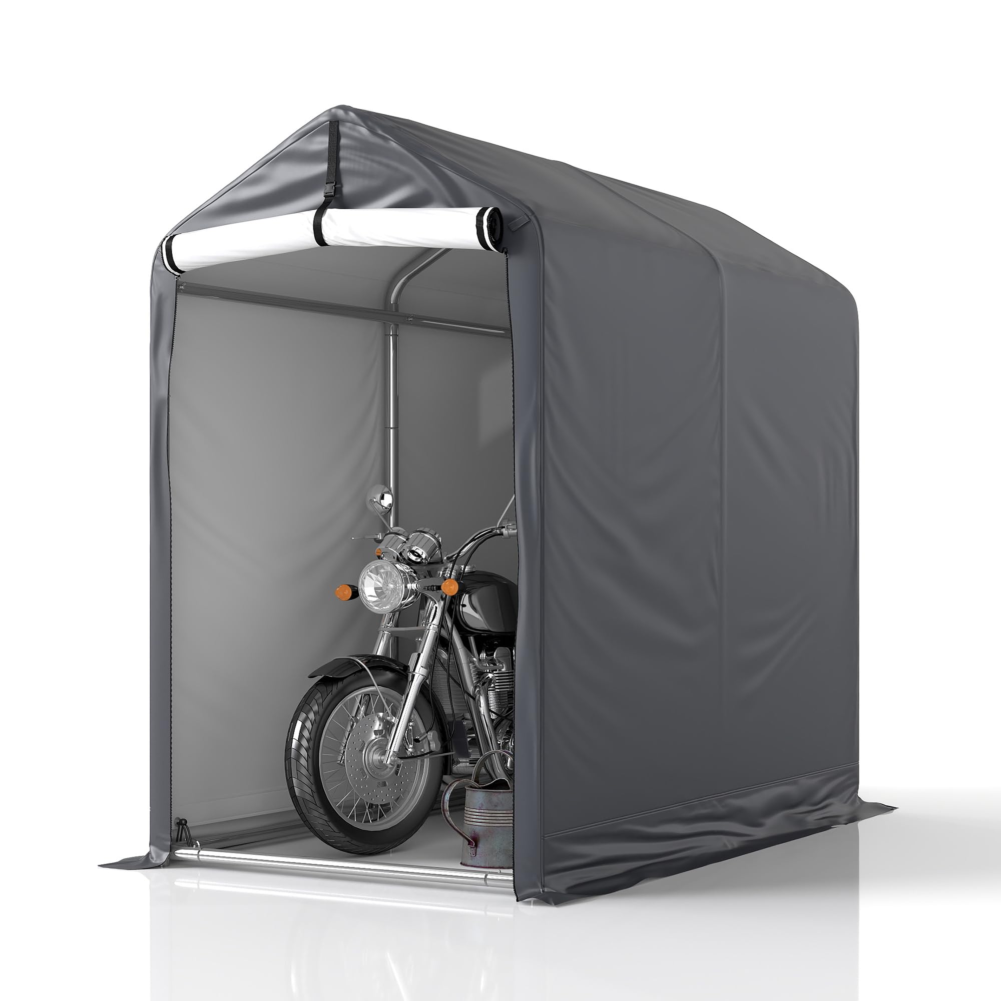 6 x 3ft Outdoor Cycle Storage Shelter - Bike Shed with Roll-up Door & Ventilate Window, Polyethylene Canopy Bicycle Garage for Garden, Domestic, Outdoor, Rain Shelter