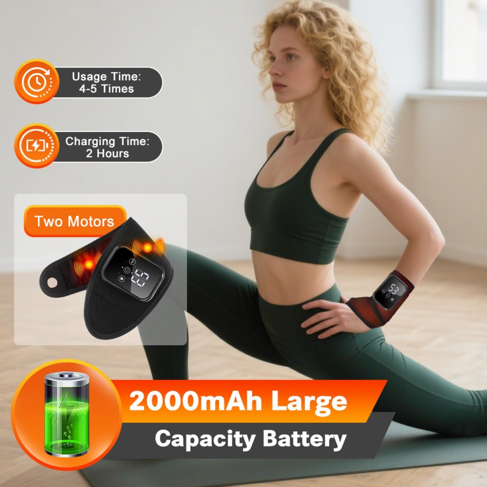 Masajeador eléctrico de muñeca,Almohadilla Térmica Para Muñeca,Masajeador Vibratorio Y Calentador Recargable,Masajeador De MuñEca Ajustable Paraalivios De Artriti, Tendinitis (Gray)