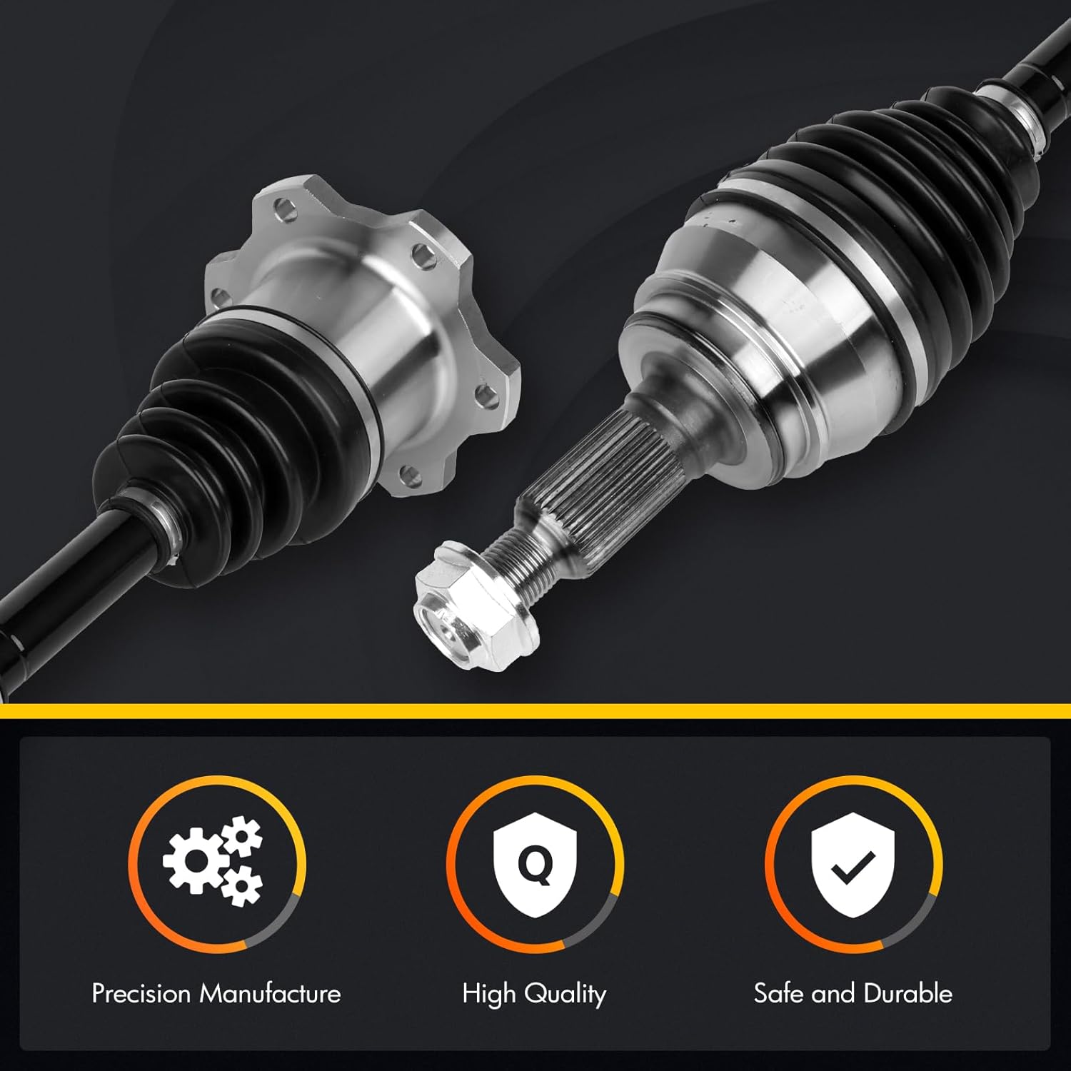 KUSATEC Front CV Axle Shaft Assembly Compatible with Cadillac Escalade ESV EXT;Chevy/GMC Avalanche 1500 Blazer K1500 Suburban K2500 Sierra Classic Tahoe Yukon XL 88-94 98-07, Replace# 60-1009 - Image 2