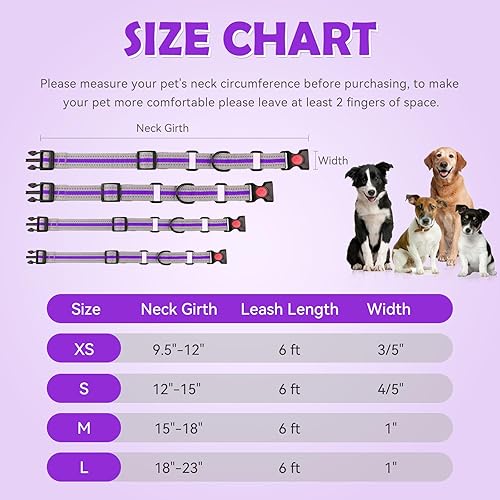 Miniatura 7 de Collar Martingala para perros, juego de collar y correa Martingala reflectante acolchado de neopreno suave con hebilla de seguridad, collar