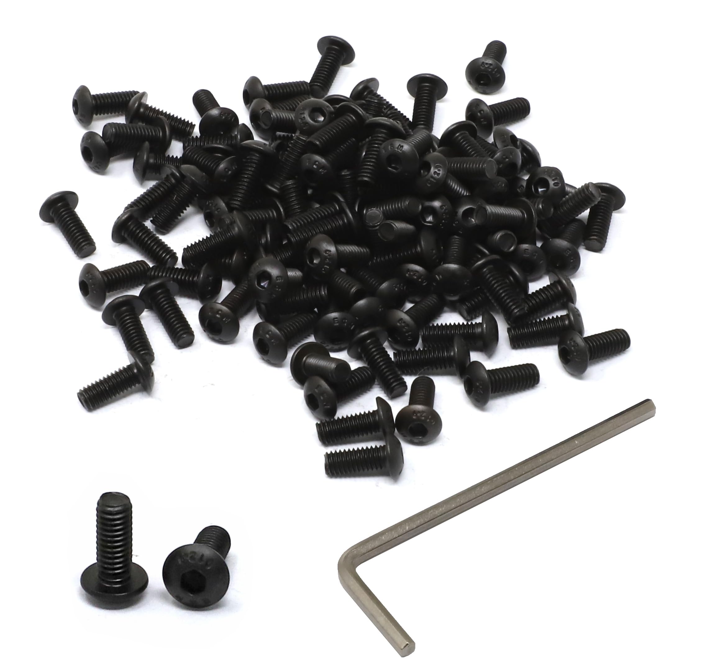 iexcell 100 Pcs M4 x 10mm Thread Pitch 0.7 mm Alloy Steel 12.9 Grade Hex Socket Button Head Cap Screws Bolts Kit, Black Oxide Finish