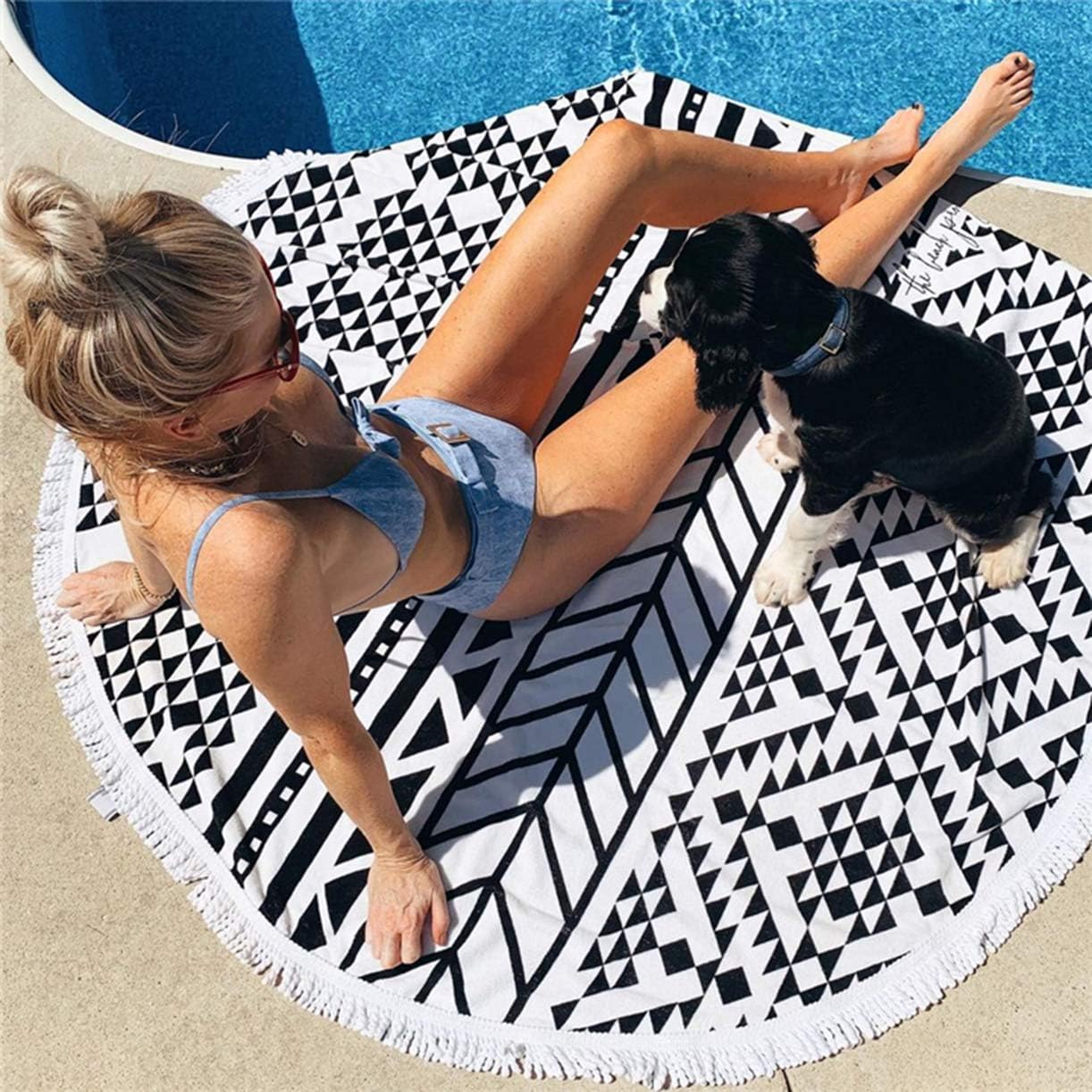 Custom Photo Beach Towel Print Any of Your Design for Travel Pool Swimming Bath Yoga Seaside Beach Soft Feel 59 Inch Round Carpet Rug