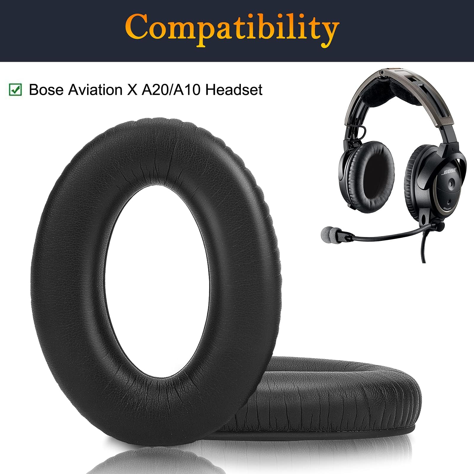 SOULWIT Cuscinetti Auricolari Di Ricambio Per Bose A20 E A10 – In Pelle Morbida Con Schiuma Ad Alta Densità, Isolamento Acustico, Sostituzione Facile In 5 Minuti, Nero - 6