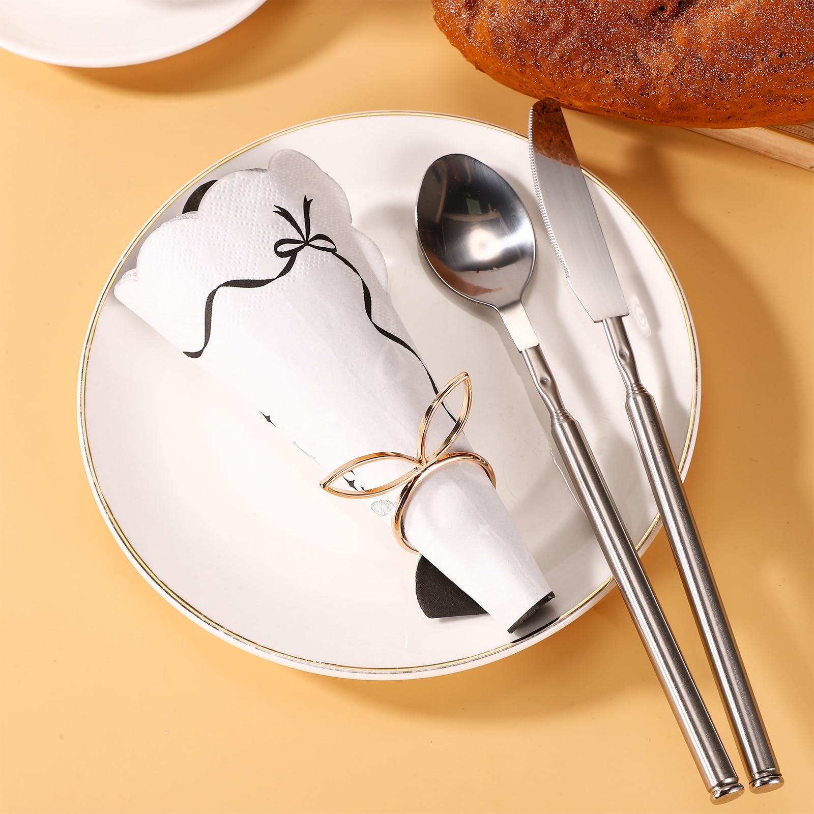 Portatovaglioli Pasquali A Forma Di Coniglietto - 12 Pezzi In Lega Dorata Per Decorazione Tavola - Foto 6